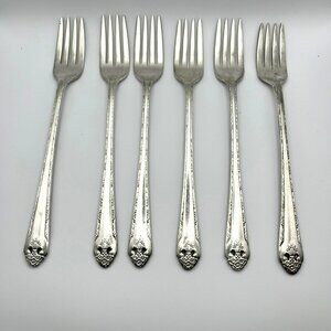 Holmes & Edwards LOVELY LADY Dinner Forks Silverplate Lot of‎ 6 IS Vintage